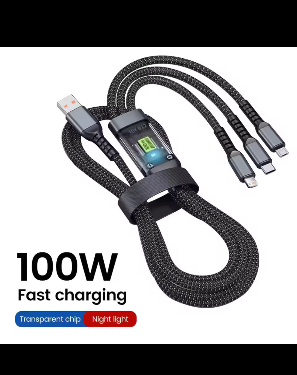 3 in 1 micro usb, usbc, and lighting cable (fast charging)