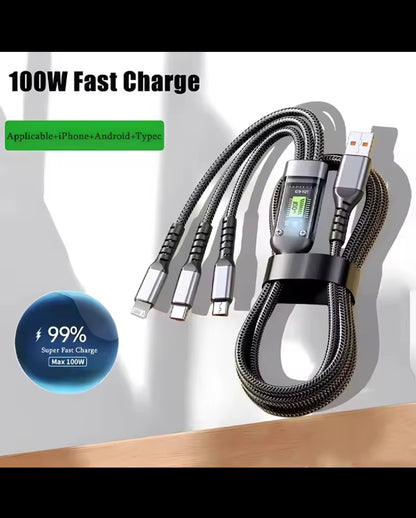 3 in 1 micro usb, usbc, and lighting cable (fast charging)