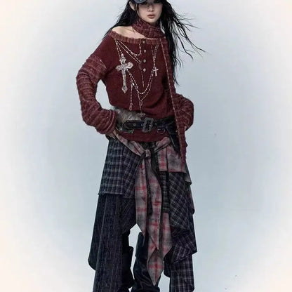 New in 2025 Irregular Cotton Patchwork Long Skirt for Women'S 2025 Fashion Mid Length Vintage Skirts Woman Clothes