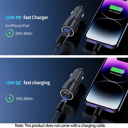 2-Pack 38W Dual-Port (USB-C&A) Car Charger Compatible with Iphone/Ipad/Samsung Series (Black)