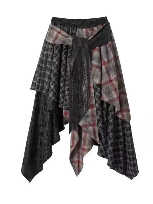 New in 2025 Irregular Cotton Patchwork Long Skirt for Women'S 2025 Fashion Mid Length Vintage Skirts Woman Clothes
