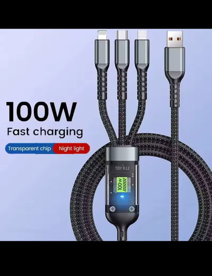 3 in 1 micro usb, usbc, and lighting cable (fast charging)